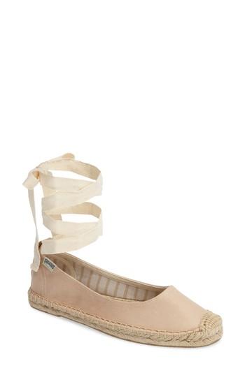 Women's Soludos Ankle Tie Espadrille Flat .5 M - Beige