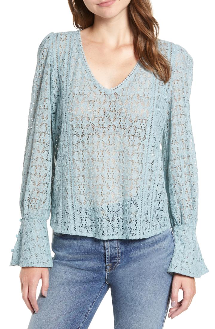 Women's Hinge Allover Lace Top, Size - Blue