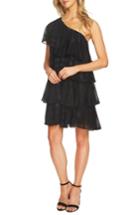 Women's Cece One Shoulder Ruffle Tiered Dress - Black