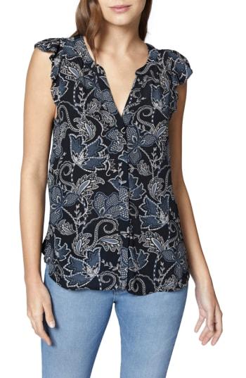Women's Sanctuary Ruffled Print Shell - Black