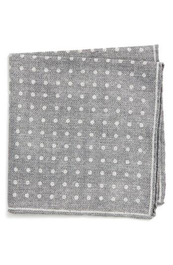 Men's Canali Dot Silk Pocket Square, Size - Grey