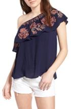 Women's Sun & Shadow Embroidered One-shoulder Top