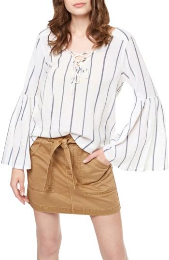 Women's Sanctuary Lila Lace-up Stripe Top - White