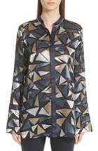 Women's Lafayette 148 New York Desra Geometric Burnout Blouse - Blue