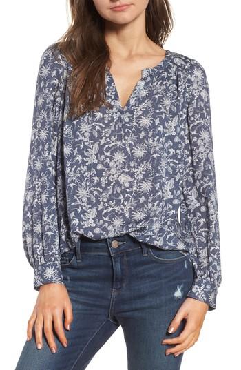 Women's Hinge Print Popover Blouse, Size - Grey