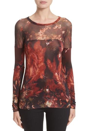 Women's Fuzzi Hummingbird Print Jersey Top - Red