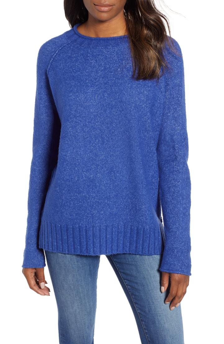 Women's Caslon Cozy Crewneck Sweater, Size - Blue