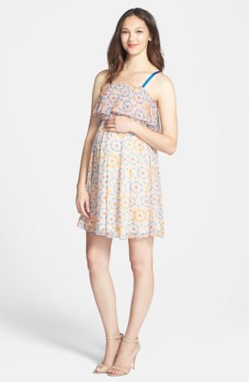 Women's Maternal America Ruffle Maternity Dress - Blue