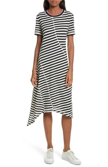 Women's Grey Jason Wu Stripe Jersey Asymmetrical Dress - Black