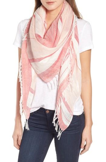 Women's Caslon Stripe Scarf, Size - Coral