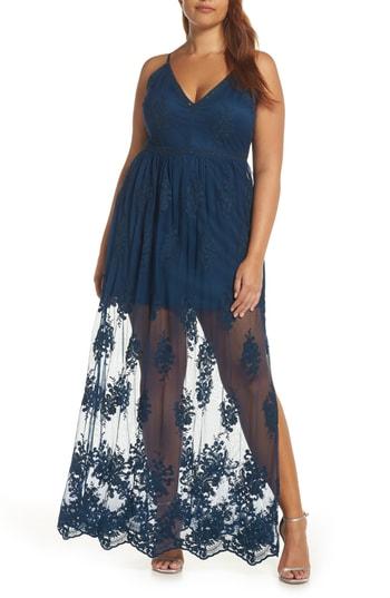 Women's Socialite Embroidered Maxi Dress, Size - Blue