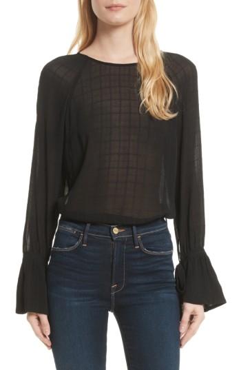 Women's Frame Voluminous Cuff Jacquard Blouse - Black
