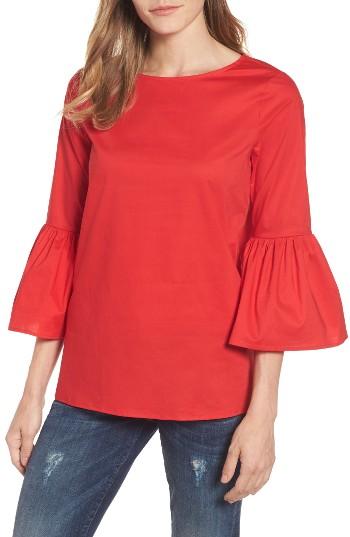 Women's Gibson Bell Sleeve Poplin Top - Red