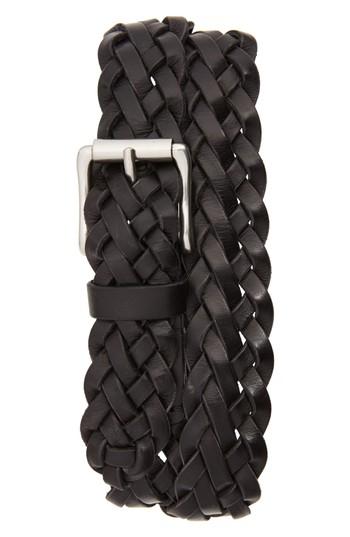 Men's Frye Woven Leather Belt - Black