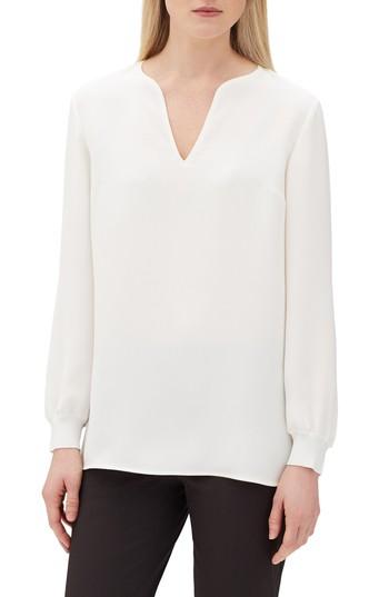 Women's Lafayette 148 New York Roxy Silk Blouse - White
