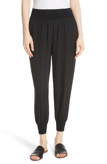Women's Theory Silk Jogger Pants, Size - Black