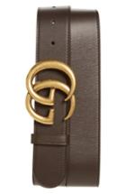 Men's Gucci Logo Leather Belt Eu - Cocoa
