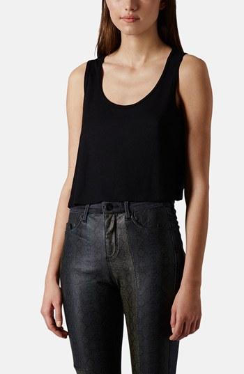 Topshop Ribbed Crop Tank Black