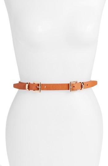 Women's Another Line Clean Double Buckle Belt - Cognac
