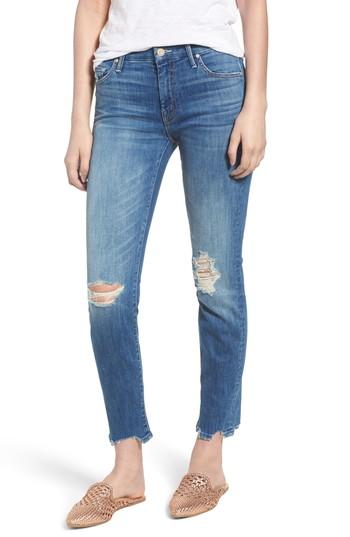 Women's Mother The Looker Chew Hem Ankle Skinny Jeans - Blue