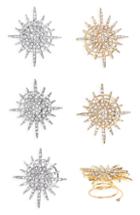 Tasha Set Of 6 Mixed Starburst Hair Pins, Size - Metallic