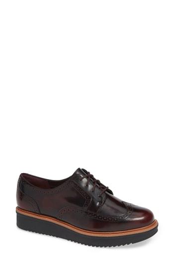 Women's Clarks Teadale Maira Wingtip Derby M - Burgundy