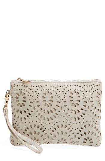 Under One Sky Faux Leather Clutch & Portable Charger - White