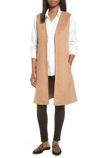 Women's Halogen Long Vest, Size - Brown