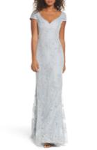 Women's Hayley Paige Occasions Embellished Bodice Net Halter Gown - Grey