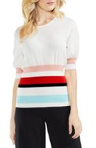 Women's Vince Camuto Elbow Bubble Sleeve Colorblock Sweater, Size - White