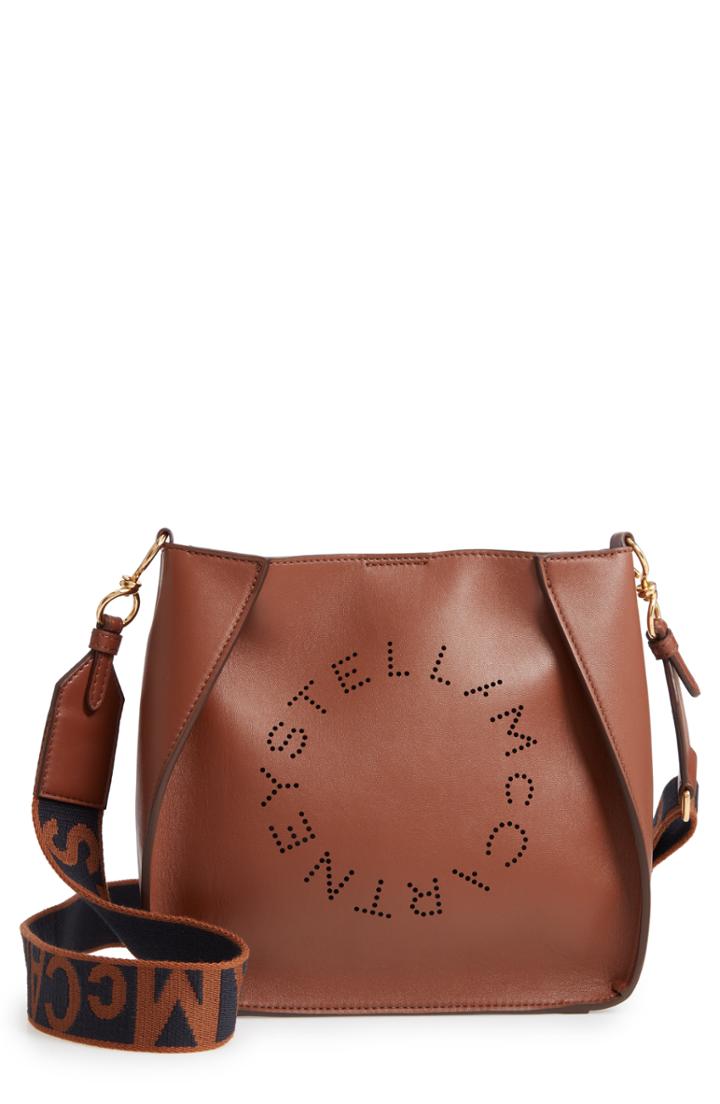 Stella Mccartney Perforated Logo Faux Leather Crossbody Bag - Brown