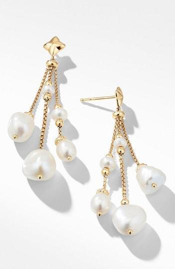 Women's David Yurman Bijoux Bead Link Drop Earrings In 18k Gold