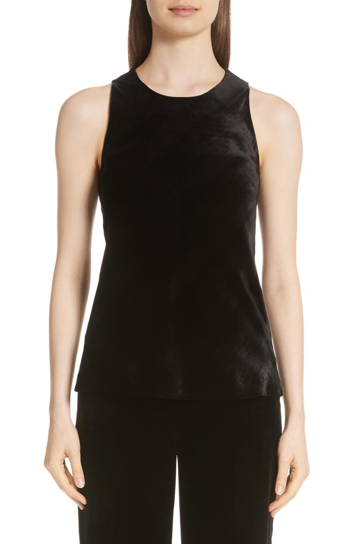 Women's St. John Collection Sleeveless Velvet Top - Black