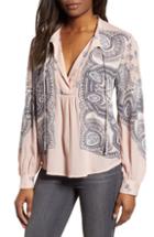 Women's Lucky Brand Paisley Peasant Top - Pink