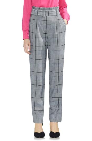 Women's Vince Camuto Glen Plaid Paperbag Waist Slim Pants - Black
