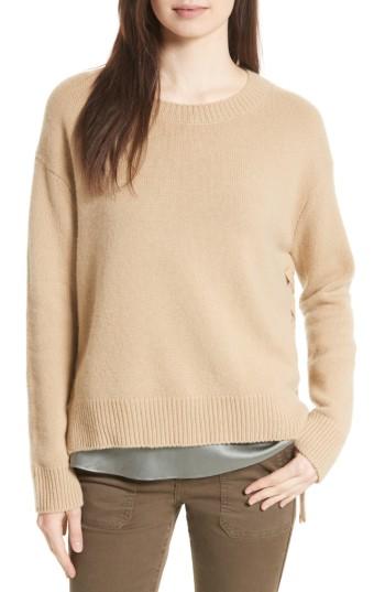 Women's Vince Lace Up Cashmere Pullover - Brown