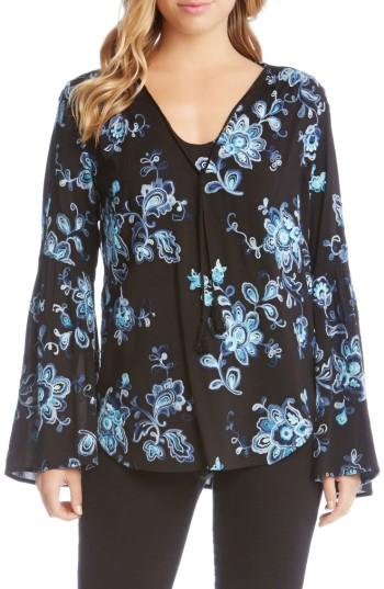 Women's Karen Kane Floral Embroidery Bell Sleeve Top - Yellow