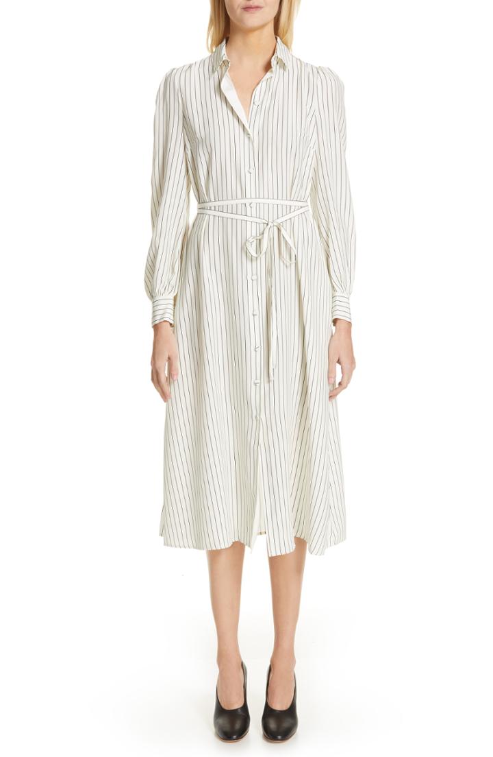 Women's Co Stripe Satin Shirtdress - Ivory