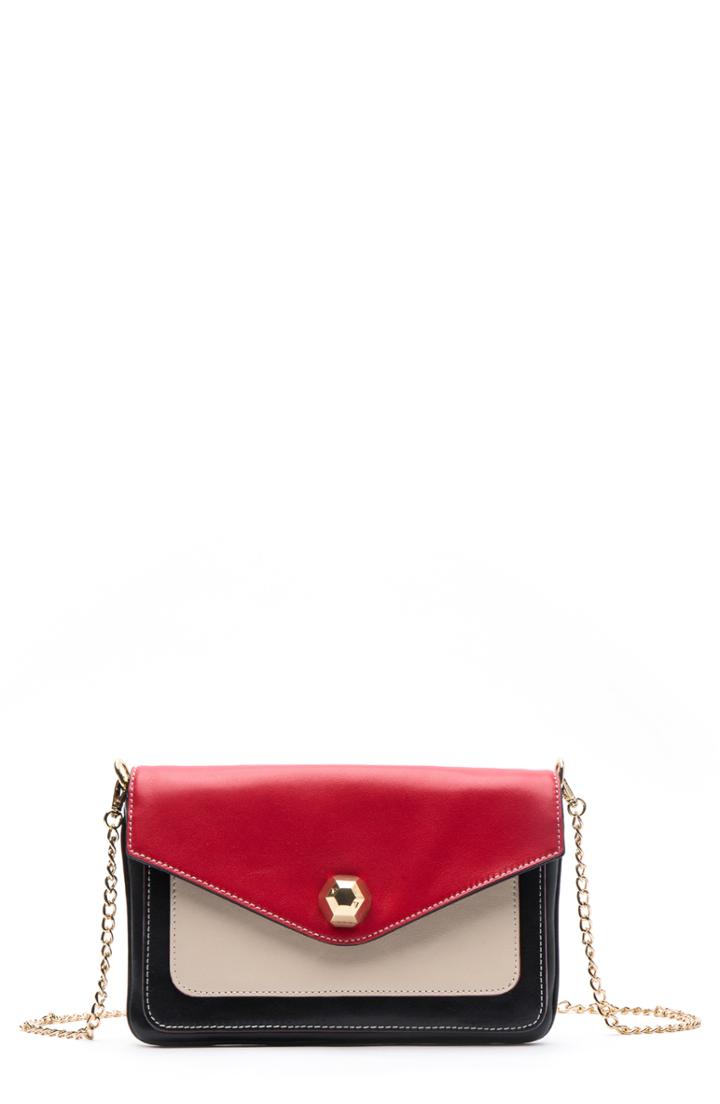 Frances Valentine Tess Colorblock Leather Clutch - Black
