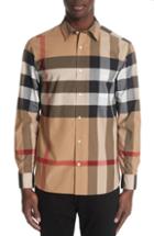 Men's Burberry Windsor Check Sport Shirt, Size - Beige