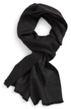 Men's Hickey Freeman Stripe Wool Scarf, Size - Black