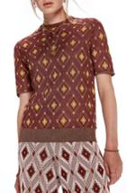Women's Scotch & Soda Jacquard Mock Neck Top - Burgundy
