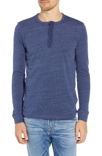 Men's 1901 Jaspe Long Sleeve Fit Henley, Size X-small - Blue
