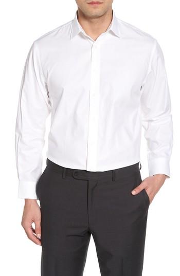 Men's Nordstrom Men's Shop Traditional Fit Herringbone Dress Shirt 34/35 - White