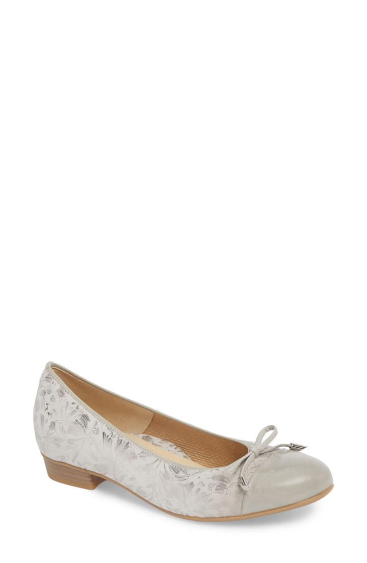 Women's Ara 'betty' Cap Toe Flat M - Metallic