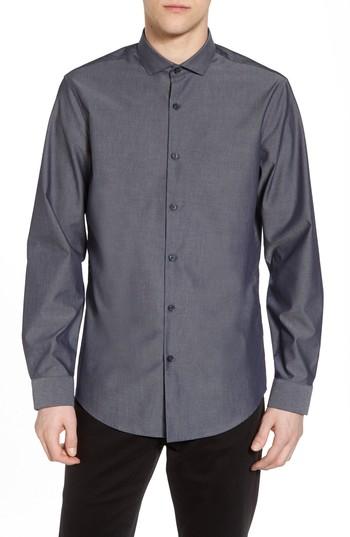 Men's Calibrate Slim Fit Solid Sport Shirt - Blue