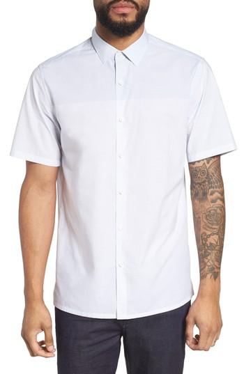 Men's Theory Murrary Regular Fit Stripe Short Sleeve Sport Shirt - Blue