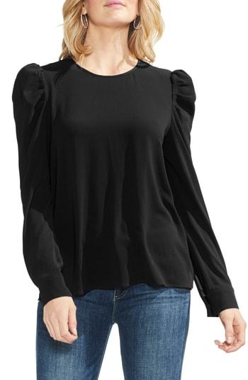Women's Vince Camuto Puff Shoulder Crepe Blouse - Black