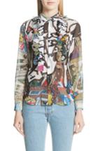 Women's Comme Des Garcons Printed Ruffle Blouse - White