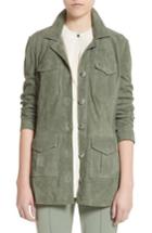 Women's St. John Collection Suede Safari Jacket, Size - Green